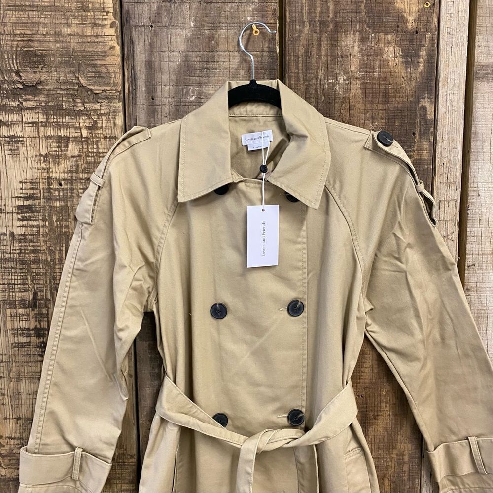 NWT Lovers and Friends Rachel Ridley Trench Coat Beige khaki belted Revolve S - Picture 8 of 12